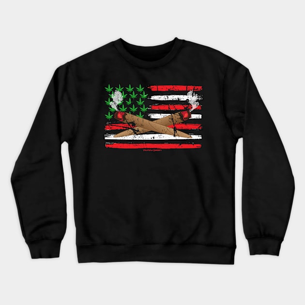 American Flag Blunt Weed Lovers Design Crewneck Sweatshirt by YouthfulGeezer